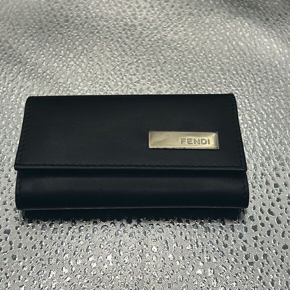 Fendi Trifold Keyholder Case Black Leather Professional Career Organized Luxury - Picture 1 of 10